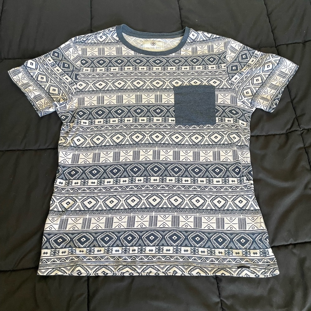 On the Byas navy blue t-shirt